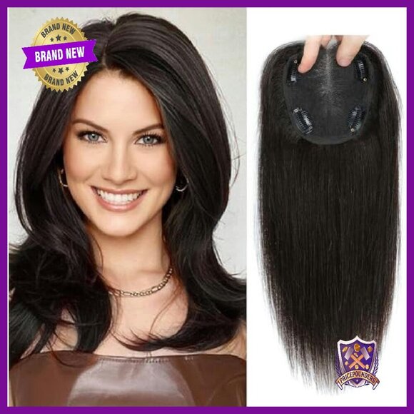 Real Human Hair Topper 12in Swiss Base 120% Density Hairpiece